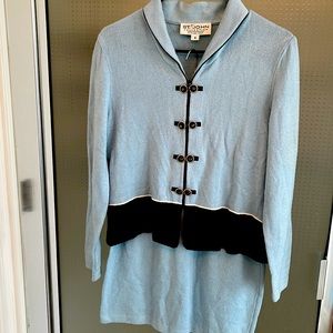 St. John knit suit. Light blue with navy trim.